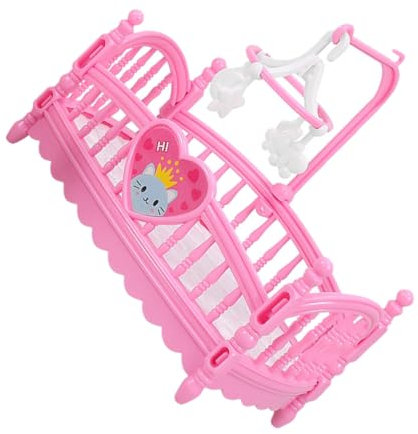 BESTonZON Satz Puppenhaus-Cartoon-Bett Puppenküche Babybett Für Puppen Spielzeugbett Miniküche Puppenbett Puppenhaus-bausätze Puppenhaus-Miniatur Mini- Miniaturbett Möbelzubehör Rosa Abs