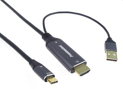 PremiumCord Cavo 4K da HDMI a USB-C, 4K 2160p 60Hz, Full HD 1080p, HDMI 2.0, HDR, HDCP 2.2, Alloggiamento In Metallo, Connettori Placcati Oro, Grigio Siderale, 2 m
