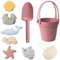 Sandspielzeug für Kinder, 8pcs Safe Silikonstrandspielzeug mit Schaufel, Eimer und Sandformen, wasserdichte Sandkastenspielzeug für Reisen Sommer im Freien, Ziegelrot rot