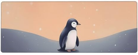 Large Mouse Mat 800x300x3mm Gaming Mouse Pad Penguin Print Under Starry Sky Office Desk Mat, Improved Precision and Speed