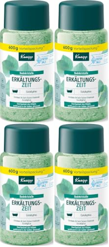 Kneipp Badekristalle Erkältungszeit - Badesalz Vorratspackung - mit naturreinem Tiefensalz der Saline Luisenhall & natürlichen ätherischen Ölen aus Eukalyptus & Minze - aromakologische Wirkung - 600g