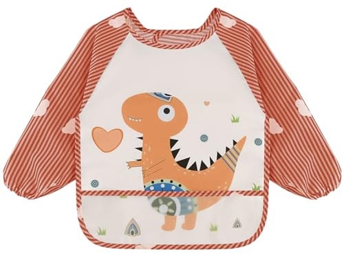 Vancle Baby Lätzchen mit Lange Ärmeln - 1 Stück Wasserdichter Ärmellätzchen mit Bündchen, HautfreundlichesLeicht & Maschinenwaschbar, für Babys im Alter von 3-36 Monaten Kinder, Jungen und Mädchen