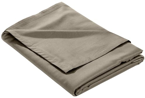Bettwaesche-mit-Stil Mako-Satin Baumwollsatin Bettlaken ohne Gummizug Uni einfarbig (Bettlaken 160x260 cm, Braun)