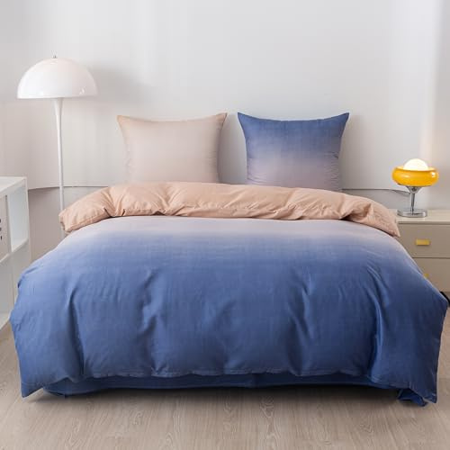 FEBE Bettwäsche Blauer Horizont Bettbezug-Set 140x200cm + Kissenbezug 70x80cm 2 Teilig mit Reißveschluss