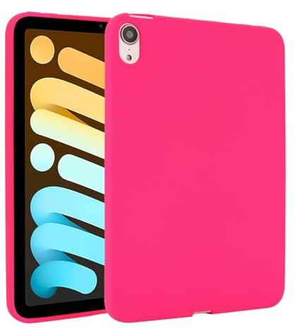 Coque souple fine compatible avec iPad mini 7 (A17 Pro) 2024/Mini6 2021, mini 7e/6e génération 8,3, coque arrière en silicone TPU résistant aux chocs pour tablette (rose rouge)
