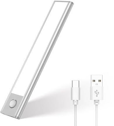 JVURICE Unterbauleuchte, Schranklicht mit Bewegungsmelder, LED Schrankbeleuchtung,20cm Ultradünnes Aluminium 6500K & Dimmbar, 1500mAh USB Akku, Magnetlampe Kabellos für Flur Küche Treppe (1er Pack)