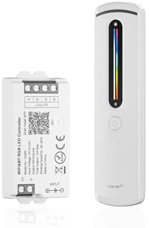 SEZO C03W RGB LED Controller Kit WiFi LED Controller DC12V-24V und RC09RF One-Zonen 2.4GHz Wireless Fernbedienung Gruppensteuerung Mehrere Farbmodi für 5050 FCOB RGB LED-Streifen(No IC)
