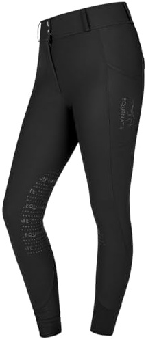 Equinate Damen Reithose Romy - Elegante Reithose mit Kniebesatz Grip Handytaschen und Glitzerapplikationen - atmungsaktiv elastisch rutschfest