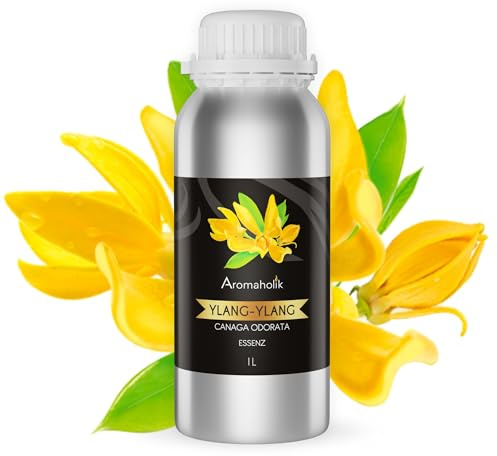 Premium reines natürliches Ylang-Ylang-Öl – 100 % pures ätherisches Öl, BIO, organisch – zur Herstellung ätherischer Öle, Kerzen, Seifen, DIY – Ylang Ylang Essence 1L, Aromaholik