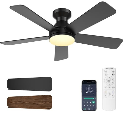 OAUEOR Deckenventilator mit Beleuchtung und Fernbedienung, 106 cm