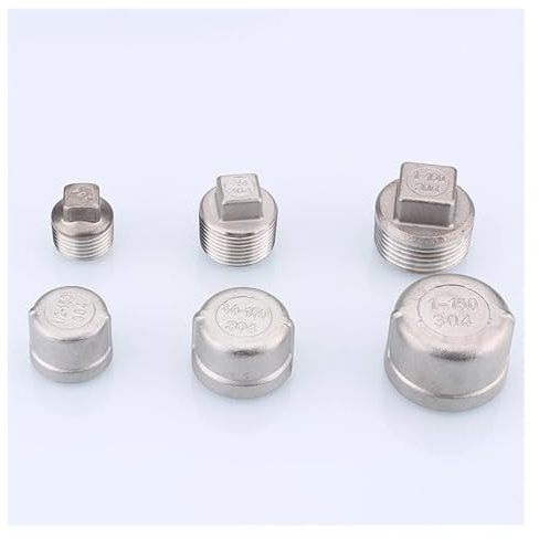 BYLSAGWHT 1pc 304 Stainless Steel Square Head 1/8 1/4 3/8 1/2 3/4 1- 2 Female/Male Thread Hexagon/Cap Tube Pipe Fittings(Round Tube Female,1) Brass Hose
