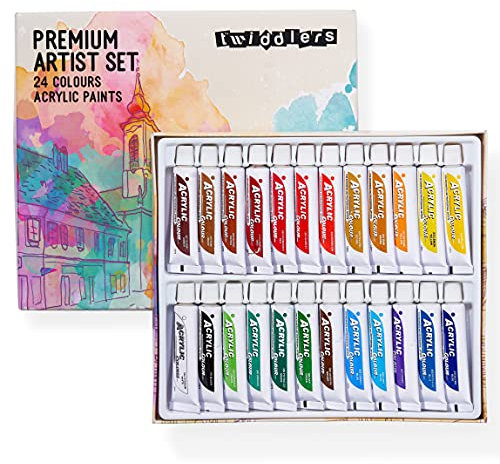 THE TWIDDLERS 24 Colores de Pintura Acrílica de Pigmento Rico (12ml/Tubo)