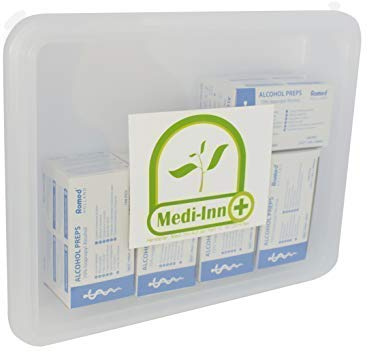 Medi-Inn+ Romed Alkoholtupfer Alkoholpads 65 x 30 mm 2-lagig 500 Stück Aufbewahrungsbox