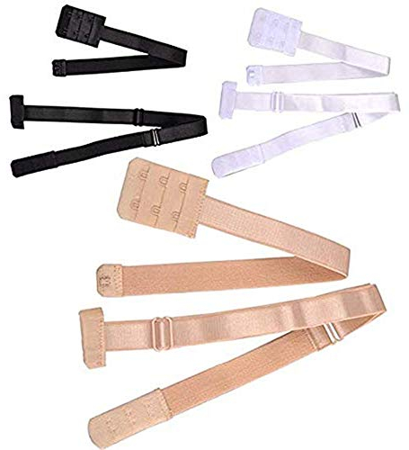 Low-Back Bra Strap Converter,3 Stück BH-Träger Converter 2 Haken Tiefes V Rückenfrei BH-Verlängerer für Frauen und Damen Mädchen Party Brautkleider Schwarz/Weiß/Beige