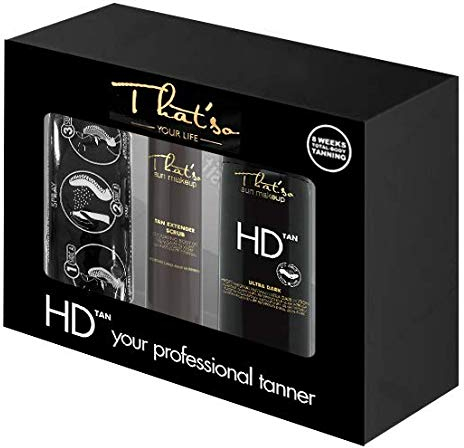 That'so Hd Tan Kit - Complete Tanning Box Gel Exfoliant + Spray Autobronzant Professionnel + Gant d'application - 450 ml