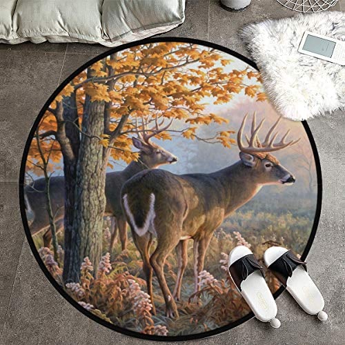 CaTaKu Teppich mit Tiermotiv, 91 x 91 cm, Polyester, rund, rutschfest, waschbar, für Esszimmer, Wohnheim, Schlafzimmer, Heimdekoration