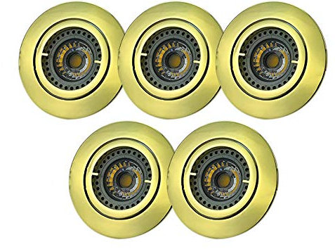 Lampenlux LED Einbaustrahler schwenkbar ultra flach Deckeneinbaustrahler Spot dimmbar Warmweiß 2700K IP20 (Gold glänzend, 5er Set)