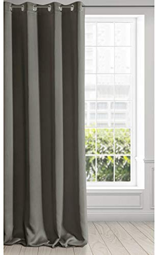 Eurofirany Logan Vorhang Blickdicht, Blackout, Satin Verdunkelungsvorhang mit Ösen-1 STK. Ösenvorhang, Elegant, Glatt, Einfarbig, Wohnzimmer, Schlafzimmer, Grafitgrau, 135x250 cm