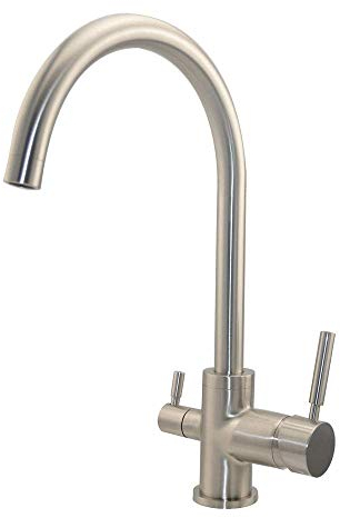 Drei Wege Wasserhahn - Gefiltertes Wasser und Leitungswasser aus nur einem Hahn - Modell: Aqua Classic - Matt - gebürsteter Edelstahl Optik - 3 Wege Armatur