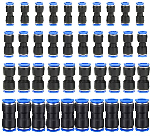 HUAZIZ 40 pezzi Pneumatico Connettore Raccordo Pneumatico connettori per tubo dell'aria raccordi a innesto rapido a innesto Connettori in Plastica per Tubo 6mm 8mm 10mm 12mm