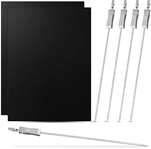 WERTA 5 Stück Grillspieße aus Edelstahl inklusive 2 Stück Grillmatte Auflage- Grill-Spieß für Schaschlik BBQ Skewer und Anti-Haft Grill-Matte