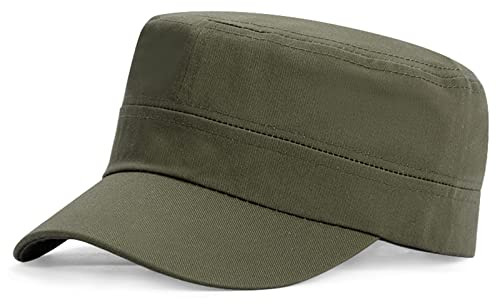 Herren Army Cap Military Flat Cap, Baumwolle Army Kappe Cadet Hat Verstellbare Baseballmütze Sommer Trucker Hut für Draussen, Sport Wandern und Reisen (Militärgrün)