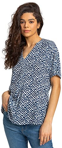 Roman Short Sleeve Shirt for Women UK Ladies Tunic Top Summer Blouse Casual Smat T-Shirt Spring Work Cocktail Party Going Out Special Occassion Holiday V-Neck - Size 10 - Navy