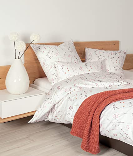 Janine Mako-Satin-Bettwäsche Milano 155x220 + 80x80 cm Siena-Natur
