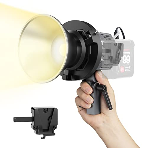 Colbor CL60+VM2 65W COB Dauerlicht 2700K-6500K Videoleuchte LED mit V-Mount Adapter und D-Tap zu Typ-C Kabel, Tageslight mit APP für Videoaufnahme Fotostudio, COB-Videoleuchte-Studio-Dauerlicht-Bowens
