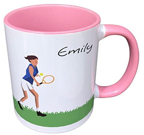 Personalised Women's Tennis Sports Mug Gift - Present for Sports Lovers - Gifts for Tennis Player - Personalised Tennis Homeware & giftware Decor (Green)