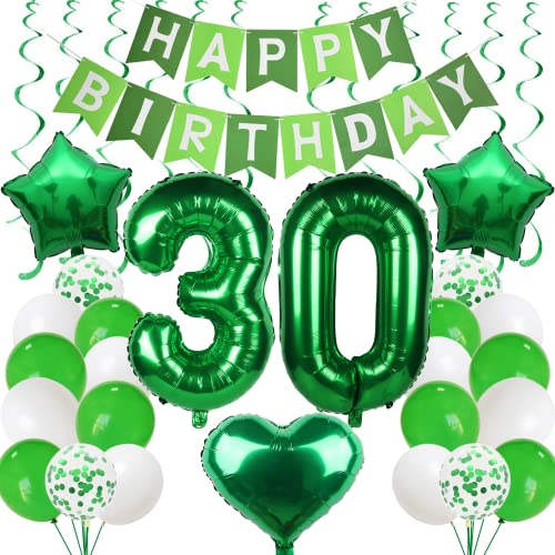 30 Luftballons für 30. Geburtstag - Grün, Mann, Frau, Dekoration, Party