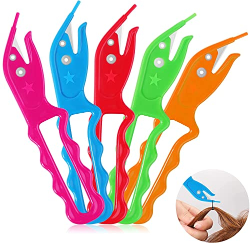 mciskin Hair Tie Cutter,Rubber Band Cutter for Hair Tie,Elastic Hair Bands Remover Elastic Hair Ties Cutter Ponytail Hair Bands Remover Tool for Kids Girls And Adult Hair(5pcs/Color Random)