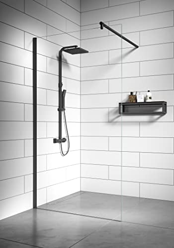 Duschwand Florida 100 x 200cm Glas Duschabtrennung Schwarz - Walk-In Dusche Nano Duschtrennwand