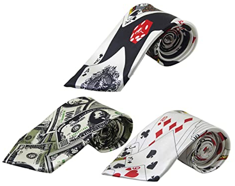 SOIMISS 3 Stücke Spielkarten Krawatten, Poker Krawatte, Magier Krawatte für Herren Party Kostüm Anziehzubehör (Weiß)