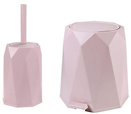 PB410- Ensemble Diamant Poubelle 5L et Brosse WC Sotufab - Couleurs - Rose