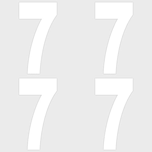 Bin Numbers for Wheelie Bins (0-9) - (Pack of 4 Stickers) White Self Adhesive Vinyl Wheelie Bin Numbers, 17.3cm Long Wheelie Bin Stickers for Waste bin, Garbage bin (No.7)