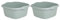TENLITE [Set of 2] - Square 32 CM Multipurpose Plastic Bowl Washing Up Bowl Mixing Bowl 9L Washing Basin Bowl Sink Tidy Organiser Wash Tub Space Saving For Home Kitchen - Silver Sage