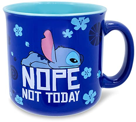 Disney Lilo & Stitch Nope Not Today - Taza de café grande para espresso, té, cacao, con capacidad para 20 onzas