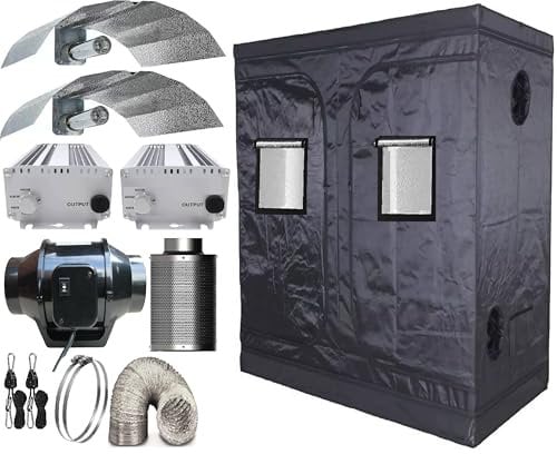Grow Tent Kit 1.2 x 2.4 Grow Box Indoor Portable Plant Growing Hydroponics Silver Mylar 120 x 240 x 200 cm