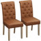Yaheetech Juego de 2 Sillas de Comedor Silla Acolchada con Respaldo Alto Patas de Madera Silla Tela para Comedor Cocina Color Marrón