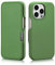 Mobiskin case for iPhone 15 PRO (6.1 inch), phone case compatible with MagSafe, cover with genuine leather, protective flip case, thin wallet, ultra-slim folio, green