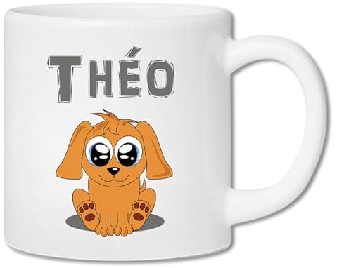 Tasse enfant résistante personnalisée – Ajoutez le prénom | Cadeau original pour enfant | Plusieurs motifs | Plastique solide | 180mL (Chien)