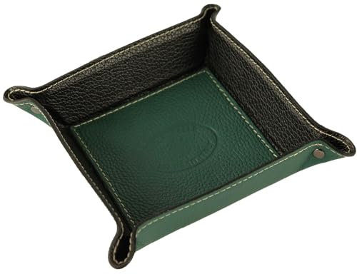 modamoda de - K01 - Dekoschale Taschenleerer Ablage aus Echtleder 16x16x4 cm, Farbe:Opalgrün