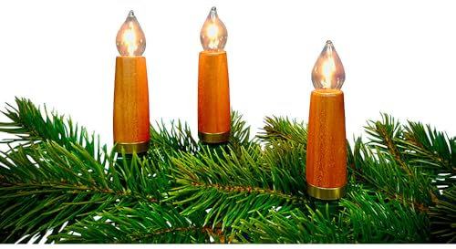 Erzgebirge Palast NARVA Lichterketten/Lichtfuchs GmbH NARVA Exclusive Schwibbogenkette mit 10 Holzschaftkerzen aus Kirschholz - gedämpft