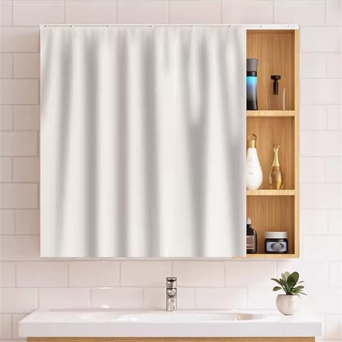 Heavyoff Rideaux Courts pour Salle de Bain et Cuisine, Rideaux sous l'évier, Décoration de Fenêtre en Voile Demi Rideau pour Placard, Petit Fenêtre Blanc, 35x60cm