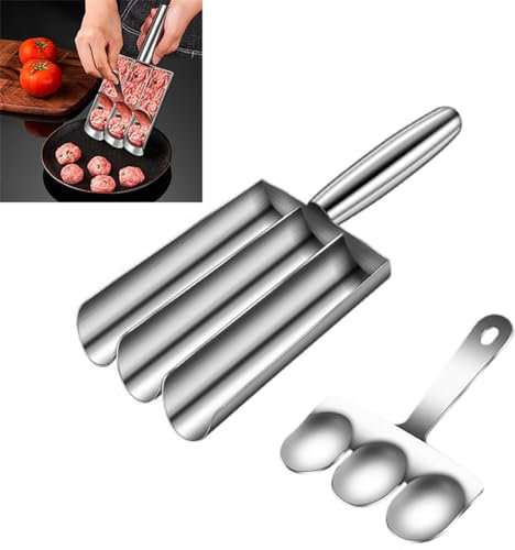 ZZPXMY Máquina para Hacer albóndigas, Máquina para Hacer Bolas con Forma de albóndiga, Máquina para Hacer albóndigas Manual de Cocina de Acero Inoxidable (Tubo Triple)