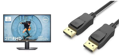 Dell SE2722HX 27 inch Full HD (1920 x 1080) Monitor, 75Hz, VA, 4ms, AMD FreeSync, HDMI, VGA & DisplayPort to DisplayPort 1.8M Cable, Benfei DP to DP Male to Male Cable Gold-Plated Cord