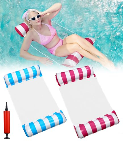 Jissta 2 pcs luftmatratze Pool Erwachsene Wasserhängematte Blau und Rosa