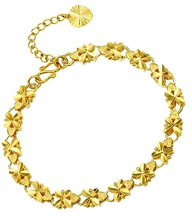 SAFIGLE Four Leaf Bracelet, Vintage Adjustable Chain for Women, Elegant Shamrock Charm Jewelry for Weddings and Parties