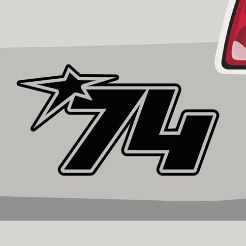 Stickerfreaks Startnummer 74 Aufkleber Number Sticker Race Star Stern Auto Bike Kleber Aufkleber Größe: 14x8cm (M) | Farbe: 70-schwarz | Number Sticker Kleber Deko Tuning Startnummer